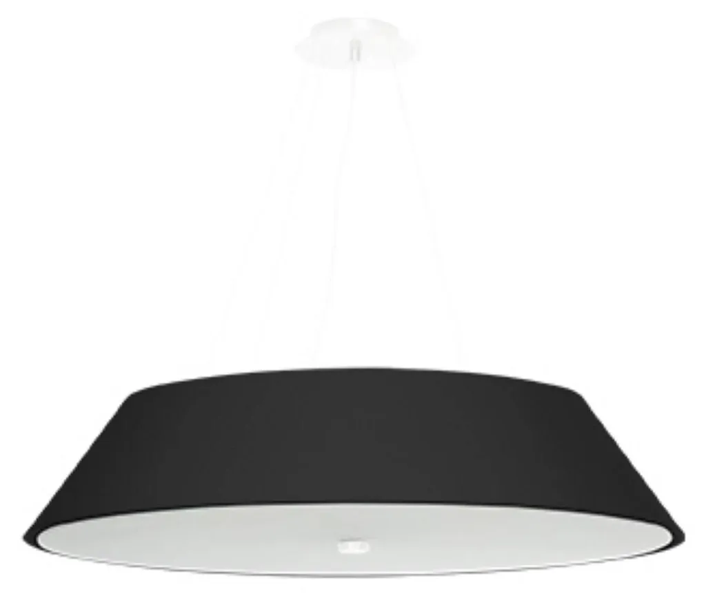 Suspension design en verre et acier noir blanc 110cm finition textile