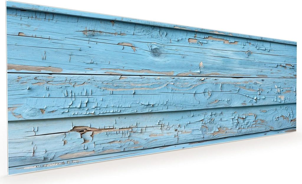 Küchenrückwand Spritzschutz Glas mit Motiv Altes Holzblau 40 x 40 cm