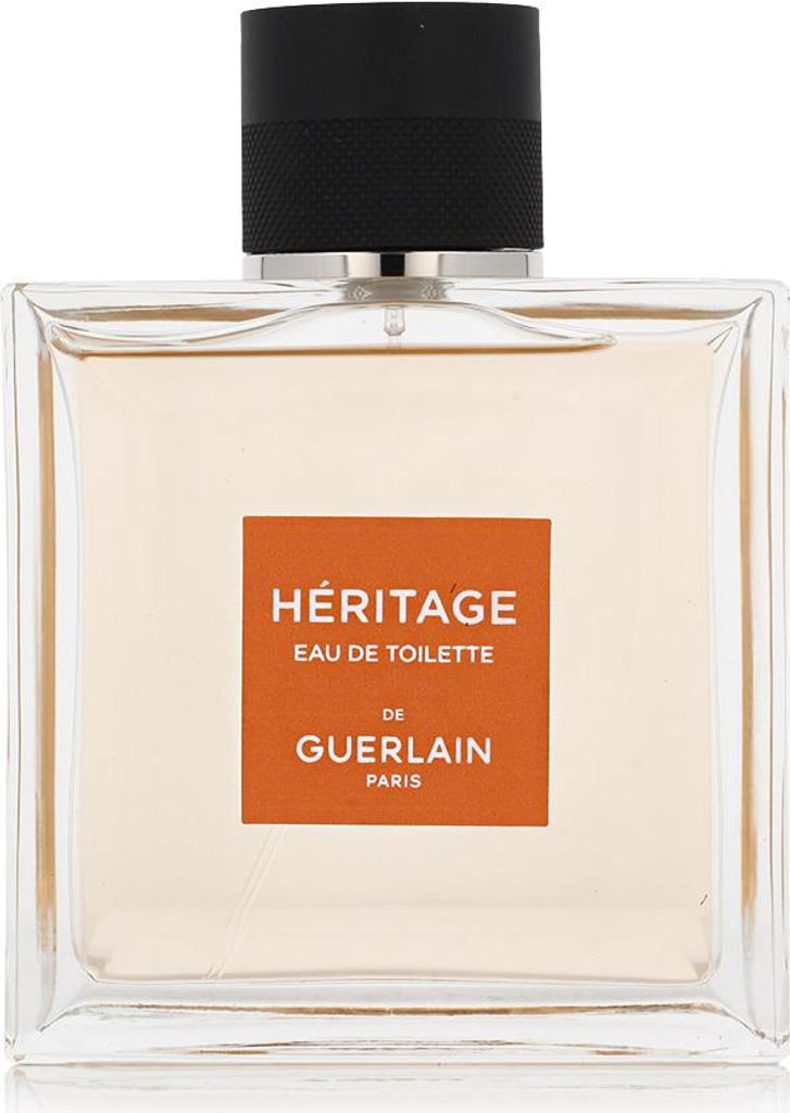 A clear, front-facing studio shot of a bottle of Guerlain Heritage Eau de Toilette.