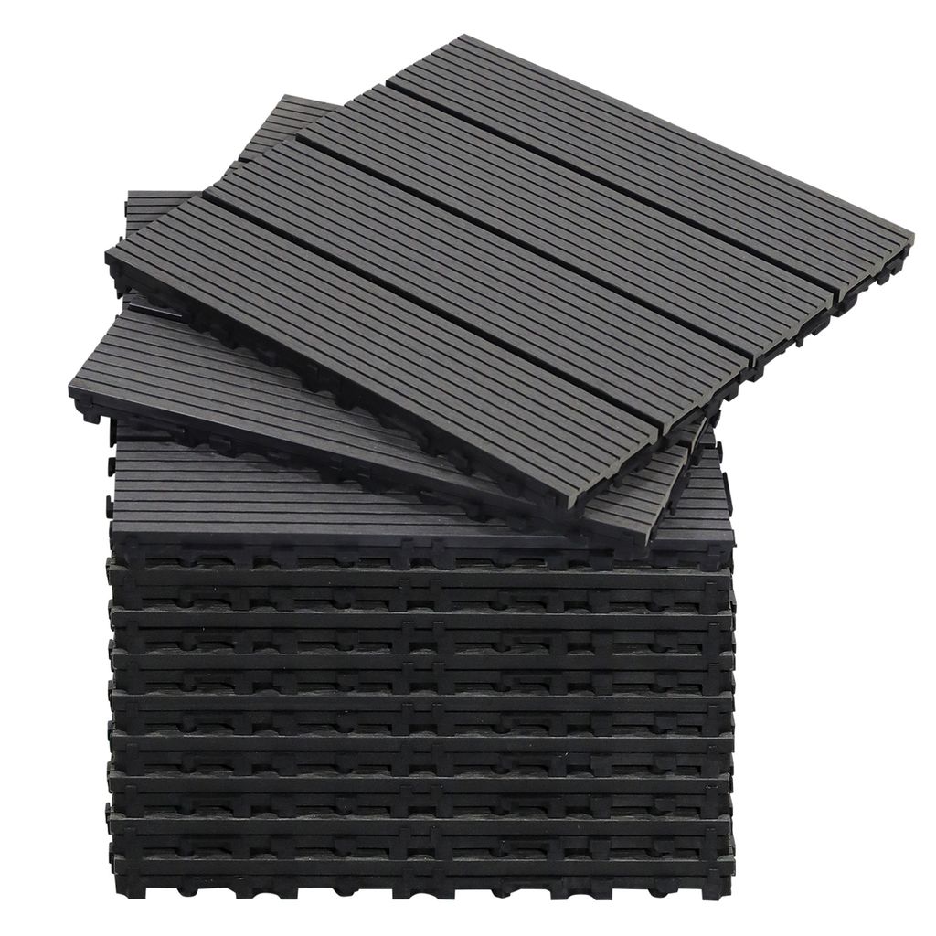 CCLIFE WPC Terrassendielen, Balkon Boden, Terrassenfliesen, Klickfliesen Terrasse, 30x30 cm, Wasserdicht Rutschfest, Hellgrau,CushHom
