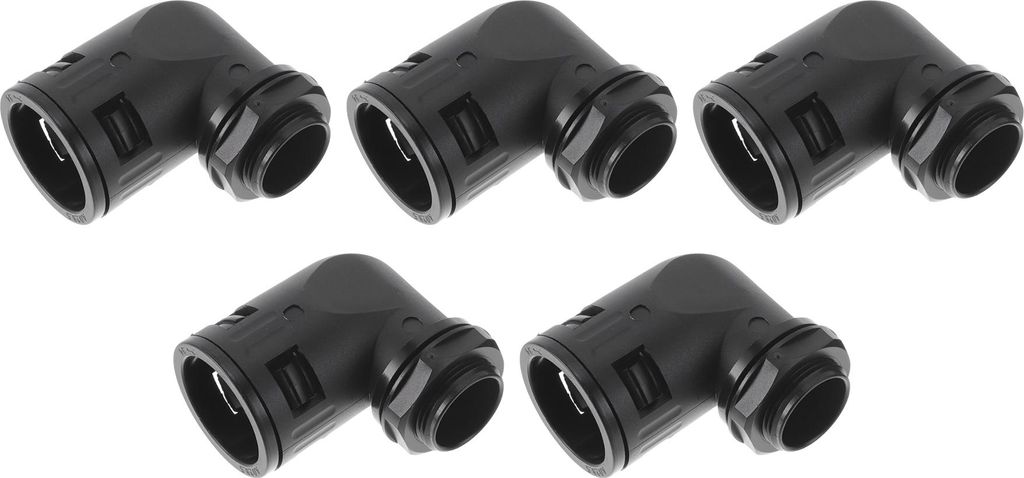 M25x1.5 Kabelverschraubungen 28.5mm / 1.12" 90 Grad Faltenbalgverbindung PA6 Nylon Schwarz 5 Stück