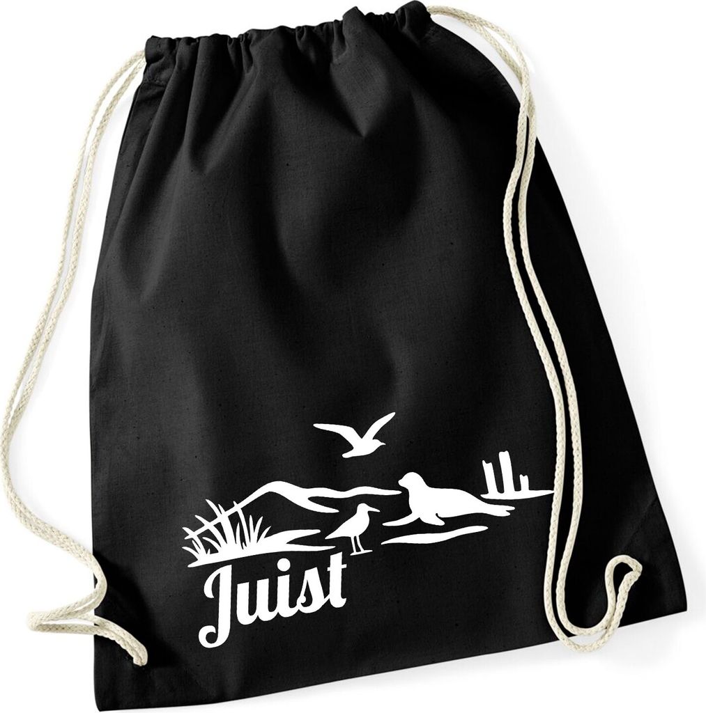 Huuraa Turnbeutel Juist Strandmotiv 12 Liter Black Baumwolle Rucksack Geschenkidee