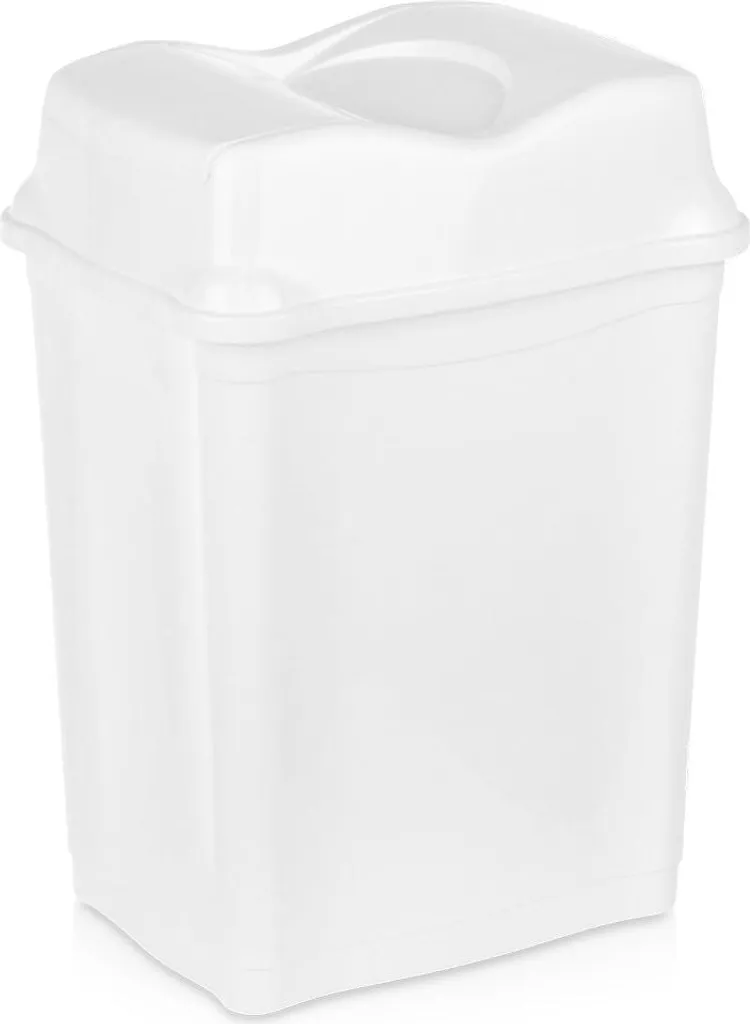 Poubelle blanche 28L avec couvercle à charnière - Format rectangulaire