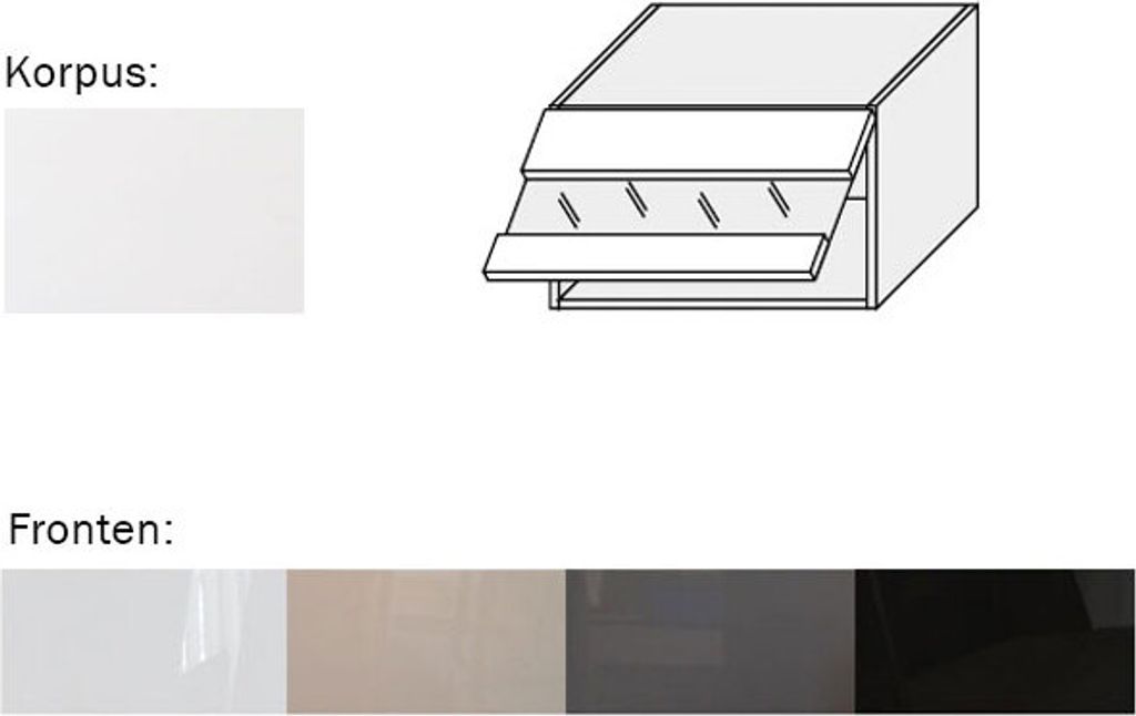 Hängeschrank (EST-WES/60/LAM) 60cm Glaseinsatz perlweiß matt Acryl Frontfarbe wählbar