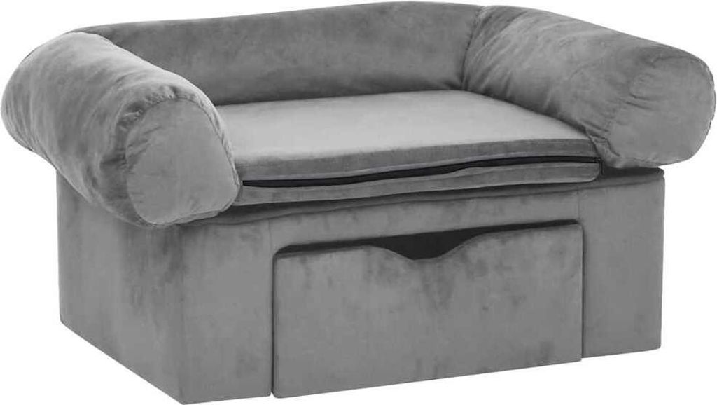 vidaXL Hundesofa mit Schublade Grau 75x50x38 cm Plüsch Produktbild 