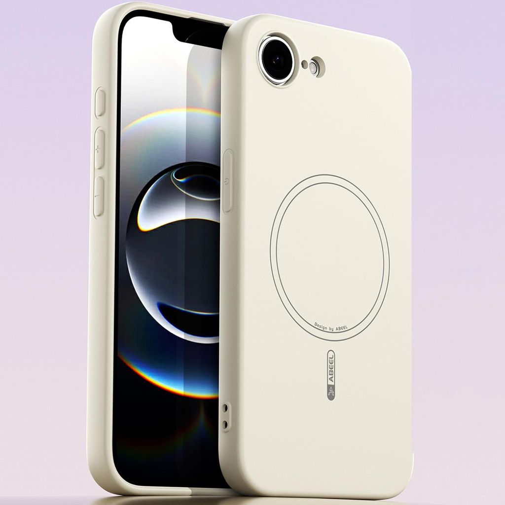 Magnetische Handyhülle für iPhone 16e/iPhone 17e, MagSafe kompatible, Flüssig Silikon Stoßfest Kratzfest Hülle Beige