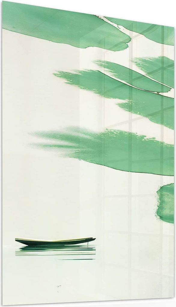 Glasbild 50x75cm in XXL für Wohnzimmer, Schlafzimmer Motiv Boote auf dem See