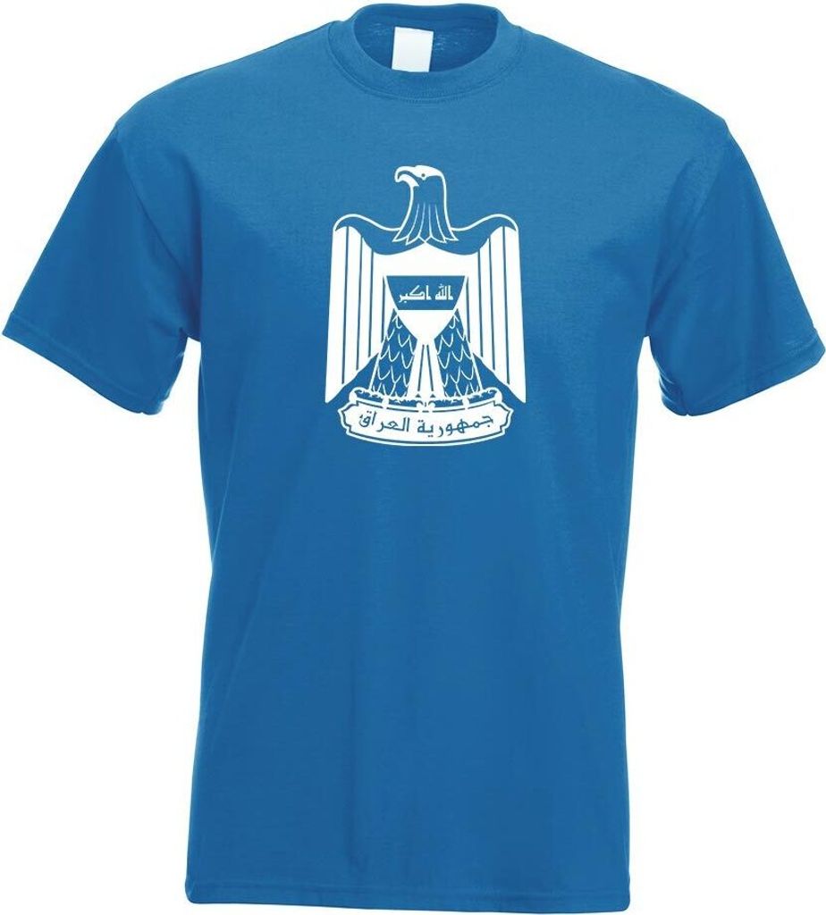 Kiwistar - T-Shirt - royal - Irak Wappen Motiv Bedruckt Funshirt Design Print - mit Motiv Bedruckt - Funshirt Design - Sport - Freizeit - Herren - L