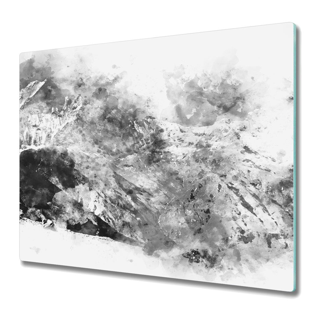 Küchenschneidebrett - Glasschneidebrett - Herdabdeckung - 60x52 - Abstraktion Berge