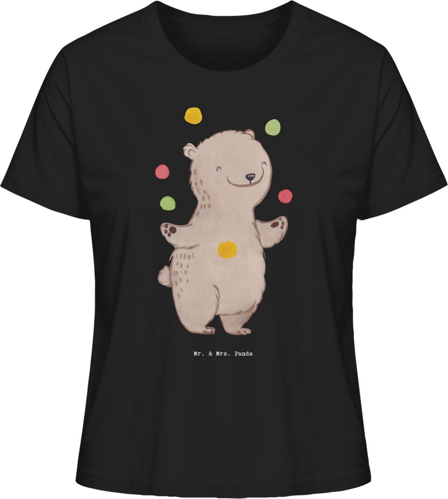 Mr. & Mrs. Panda Oberteil Damen Bär Jonglieren Größe XL - Schwarz - Geschenk, Zirkus, Baumwoll T-Shirt, Artistik, Jongleur, Shirt, Basic