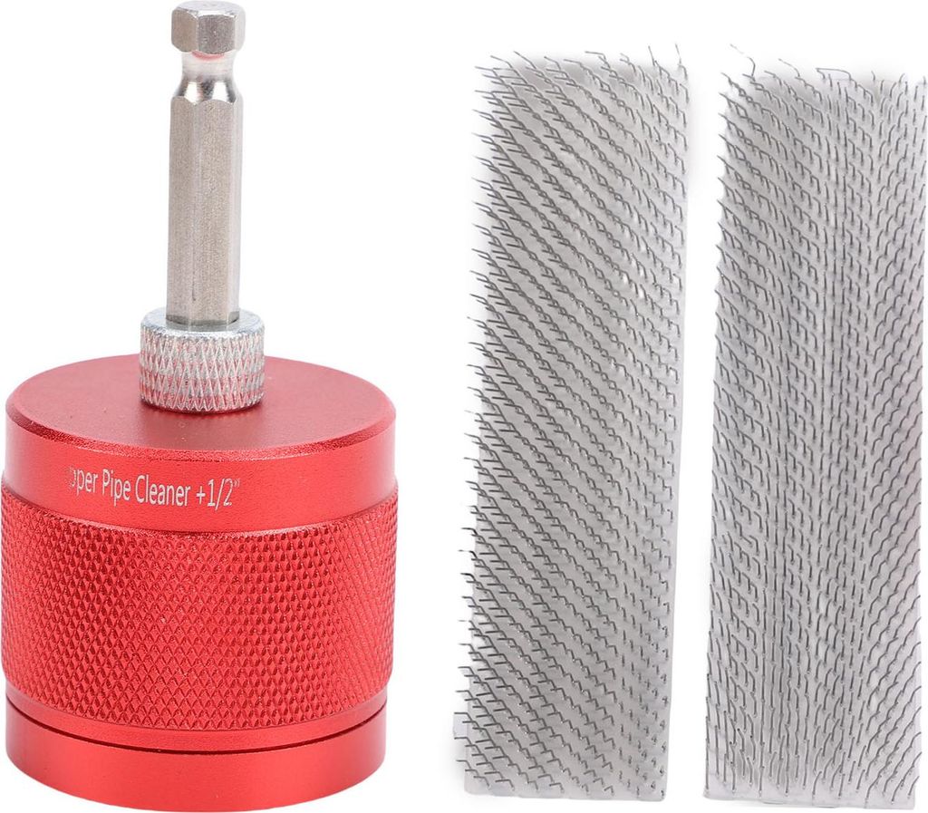 1/2 Zoll Kupferrohrreiniger Set für Elektrobohrer Sechskantschaft Kupferrohr Polierwerkzeug und 2 Ersatzbürsten