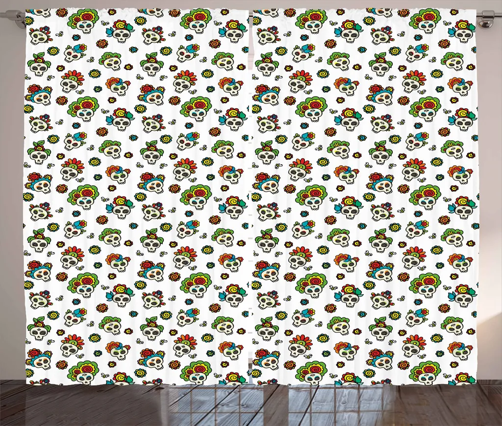 Offerta Tenda ABAKUHAUS 280x175 cm - Teschi e Fiori Multicolore