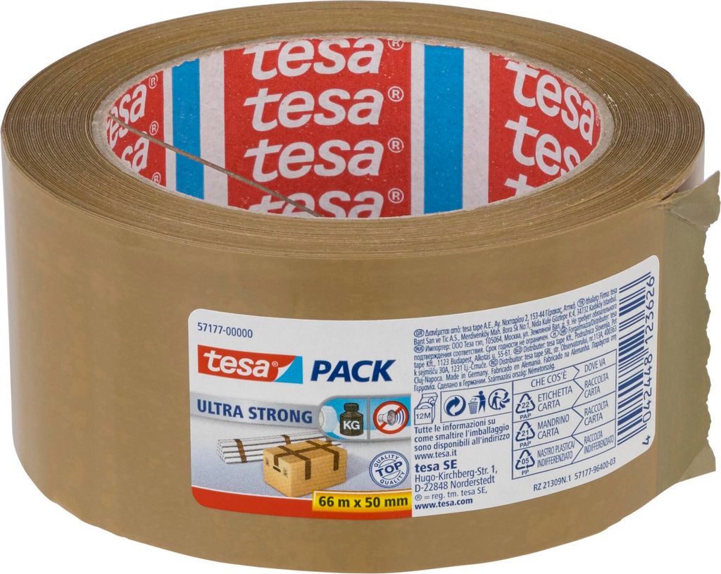 Tesa Packband 66m x 50mm Ultra strong braun 57177 Produktbild 