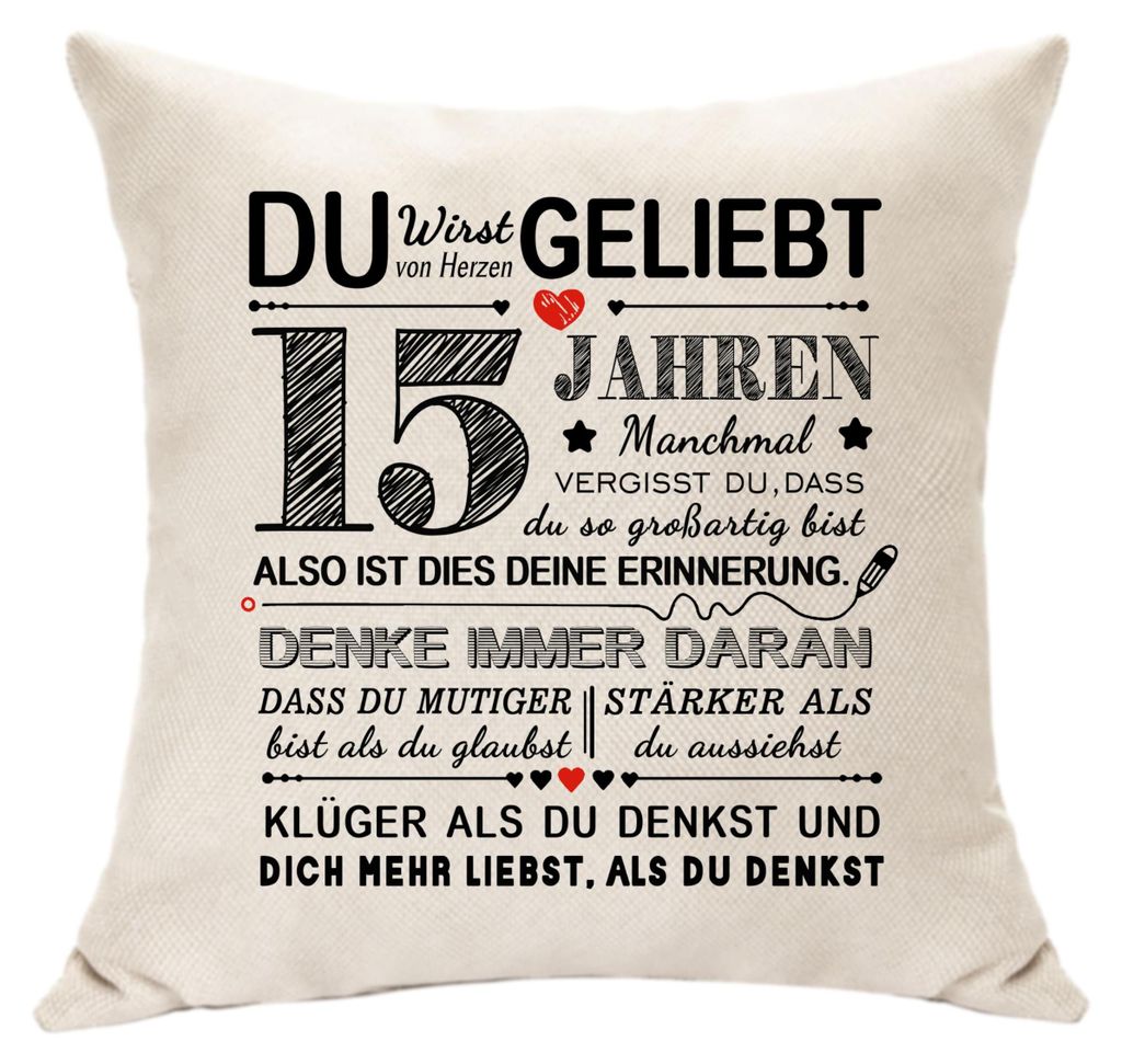 Geschenke zum 15. Geburtstag von Jungen und Mädchen – Kissenbezüge, Dekorationen, Erinnerungsstücke, Abschiedsgeschenke