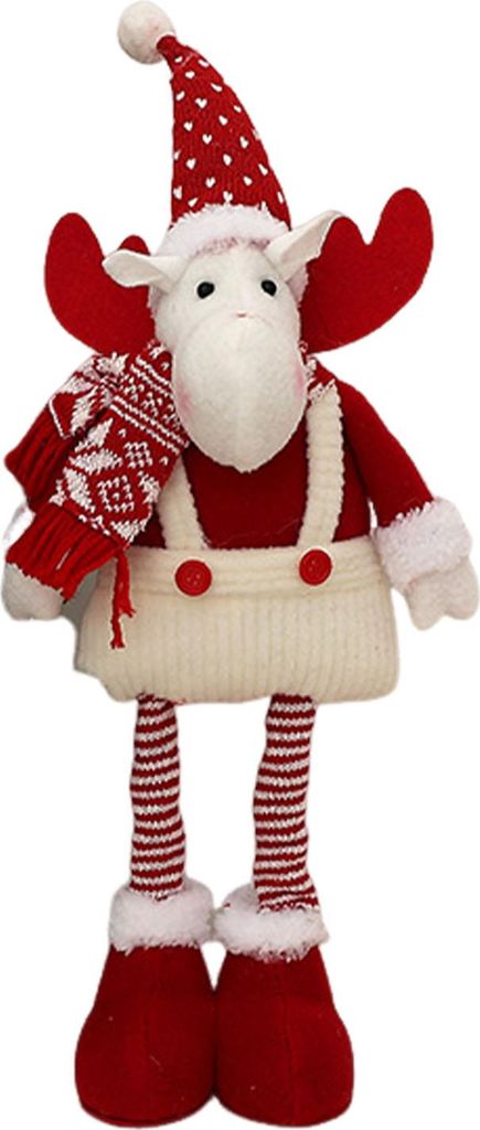 Weihnachtsplüschfigur, Schneemann/Weihnachtsmann/Elch mit ausziehbarem Bein, als stehende Tischdekoration für die Winterfeiertage