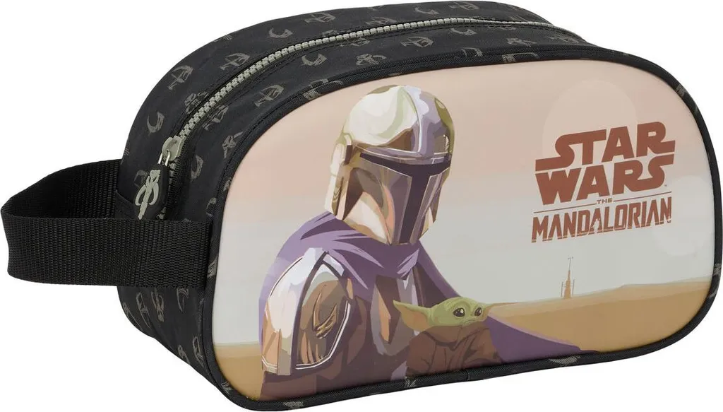 Borsa da toilette per la scuola The Mandalorian This is the way Nero 26 x 15 x 12 cm