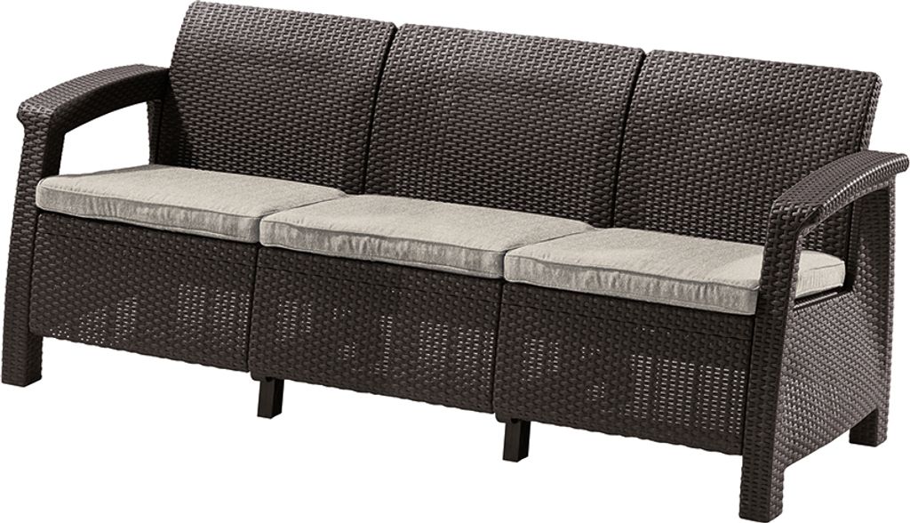 Gartenmöbel Keter Corfu love seat max Dreisitzer-Sofa braun
