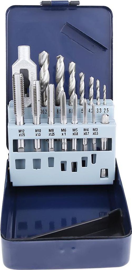 15-teiliges Set aus Gewindebohrern und Spiralbohrern aus legiertem Stahl für die Metallbearbeitung