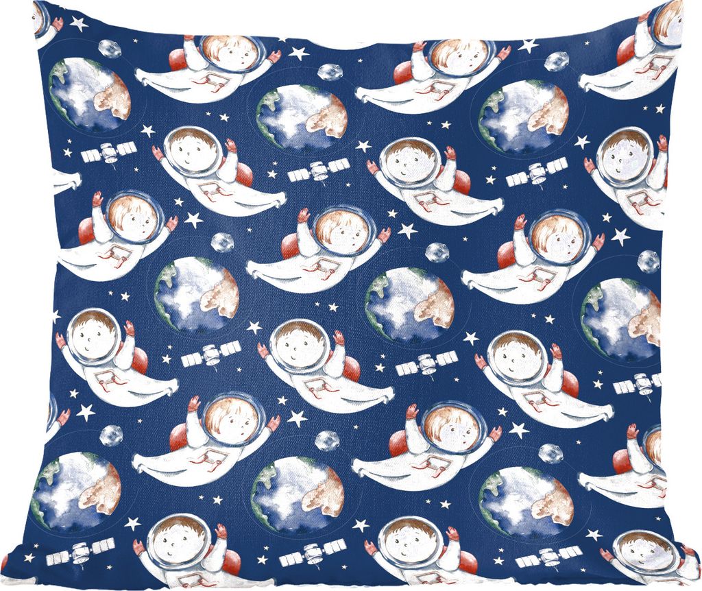MuchoWow Zierkissen Sofakissen Wohnzimmer Dekokissen 40x40 cm Kinder - Raumfahrt - Muster - Junge - Mädchen - Kinder - Kinder - Foto Kissen - Sc...
