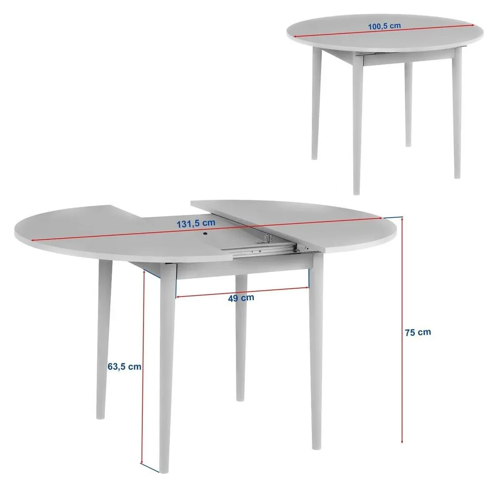 Table ronde extensible 100-131 cm KLARA : la solution petits espaces - 10