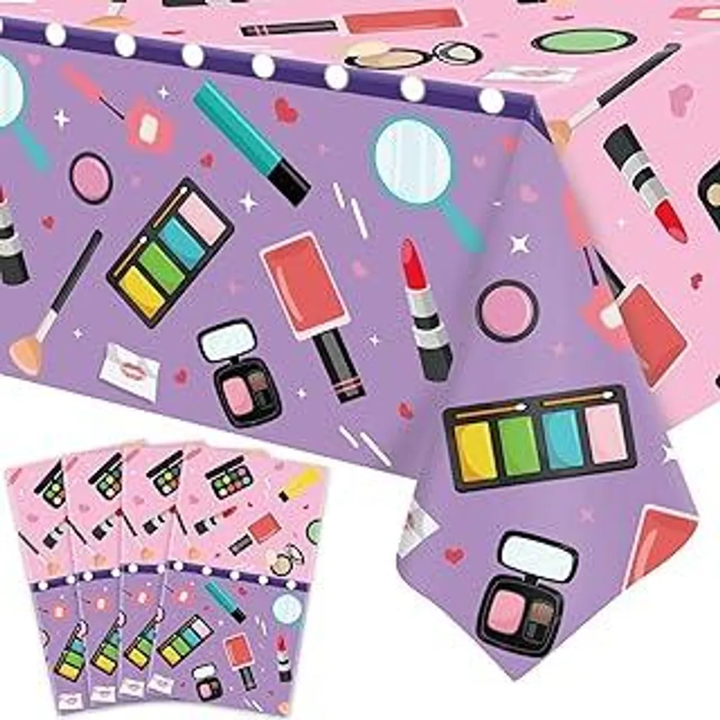 4 Tovaglie Plastica Spa & Makeup 130x220cm | Protezione Tavolo Festa
