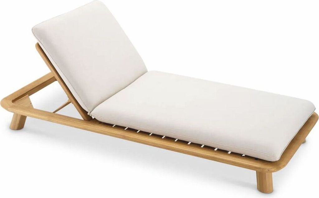 Casa Padrino Luxus Teakholz Gartenliege Naturfarben / Sandfarben - Luxus Poolliege