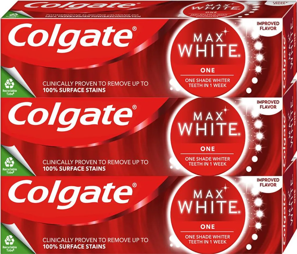 Dentifrice blancheur Max White One : Soin polissant lot de 3 tubes
