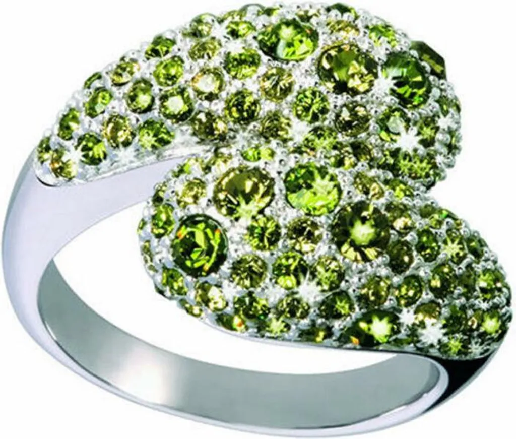 Glamour GR33-08 Anello Argento 19mm con Cristallo Verde - Luxury Style