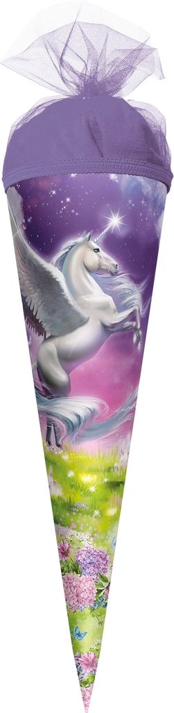 ROTH Geschenk-Schultüte klein Magic Pegasus 22 cm rund Tüllverschluss Zuckertüte Schulanfang