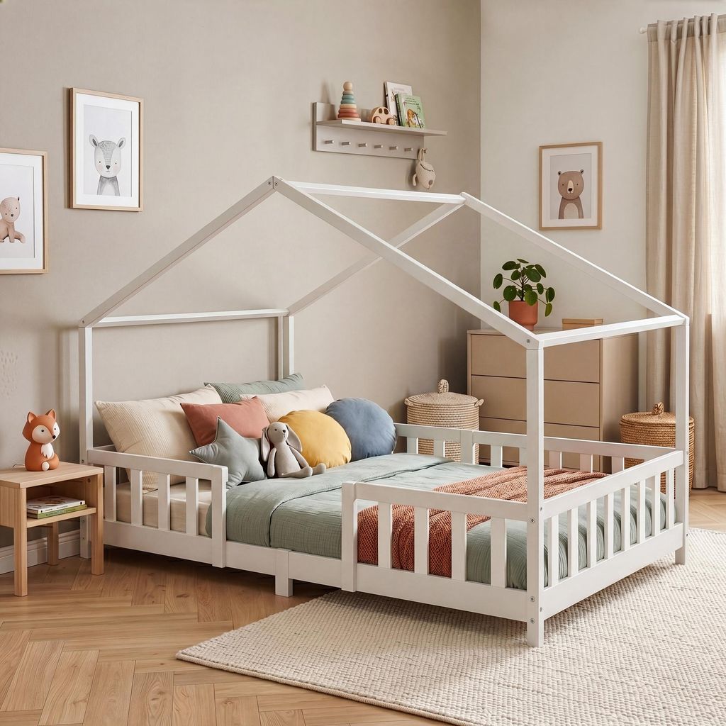 Letto per bambini 'Treviolo' in look casa con protezione Immagine del prodotto 