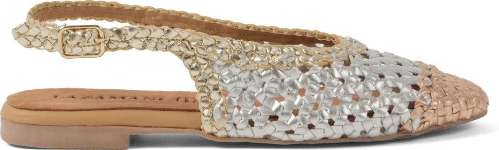 Lazamani Novia Damen Leder-Ballerinas Silver Größe 39