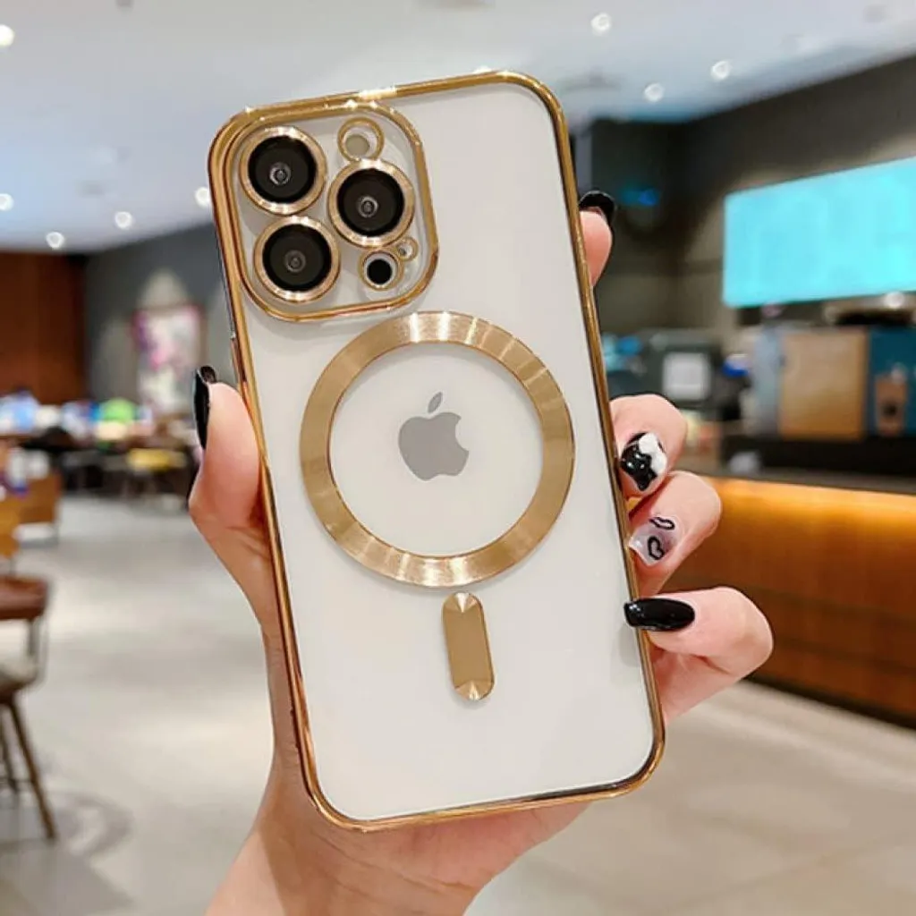 Coque Antichoc iPhone 14 Pro Transparente Dorée - Protection Renforcée