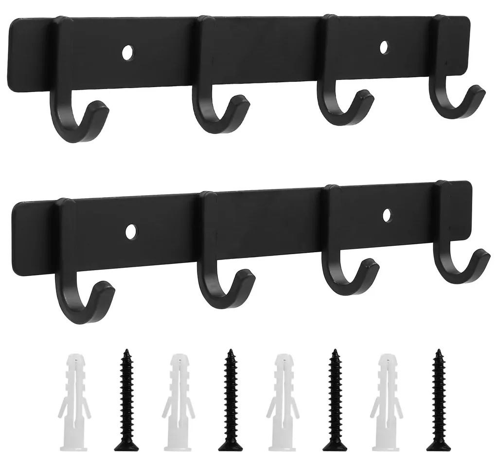Crochets de Vestiaire pour Dressing et Chambre, Rangement Mural Noir x2