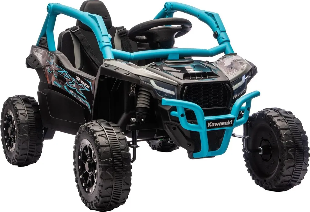 Véhicule électrique 12V sécurisé pour enfant : tout-terrain bleu et LED