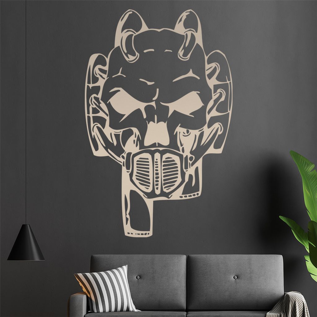 Cyber Schädel Wandtattoo in 6 Größen - Wandaufkleber Wall Sticker - Dekoration, Küche, Wohnzimmer, Schlafzimmer, Badezimmer