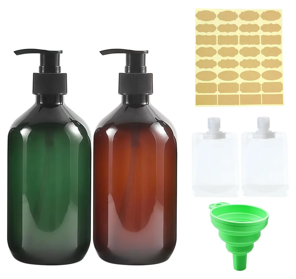 Set de flacons pour liquide vaisselle et savon cuisine 500 ml avec pompe