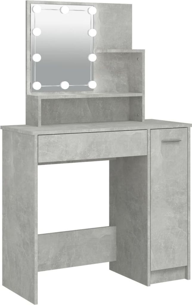 Tavolino con LED in cemento grigio 86,5x35x136 cm Immagine del prodotto 