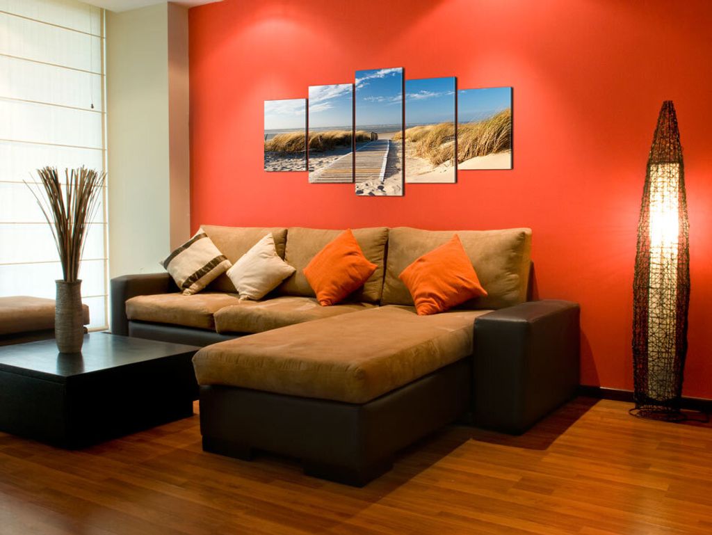 Akustikbild Strand Meer 200x100 cm Bilder Akustikschaum Hochleistungsschallabsorber Schallschutz Leinwand 5 tlg Wandbild Raumakustik Schalldämmung...