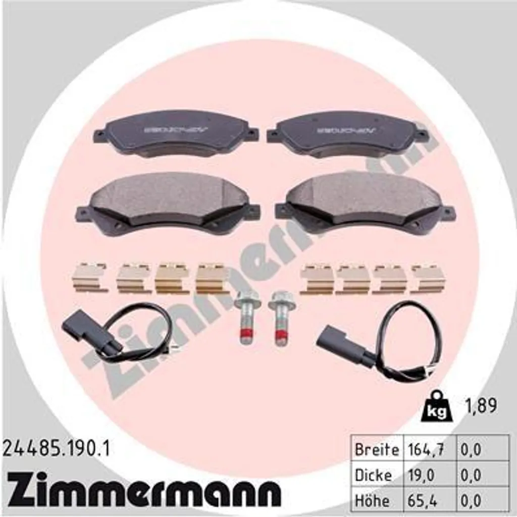 Zimmermann 24485.190.1 Jeu de Plaquettes de Frein Disque pour Transit