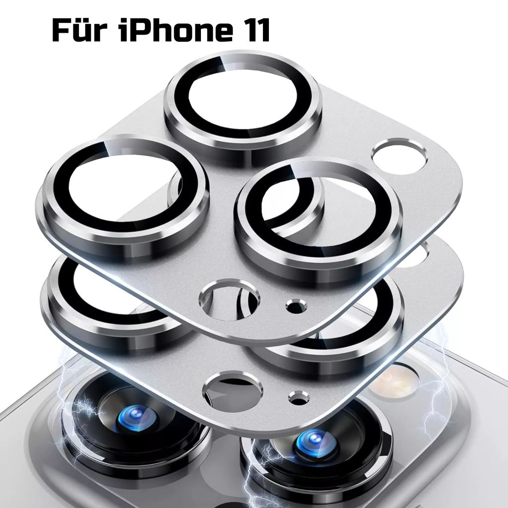 2x Kameraschutz für Apple iPhone 11 Aluminium Schutz in Silber