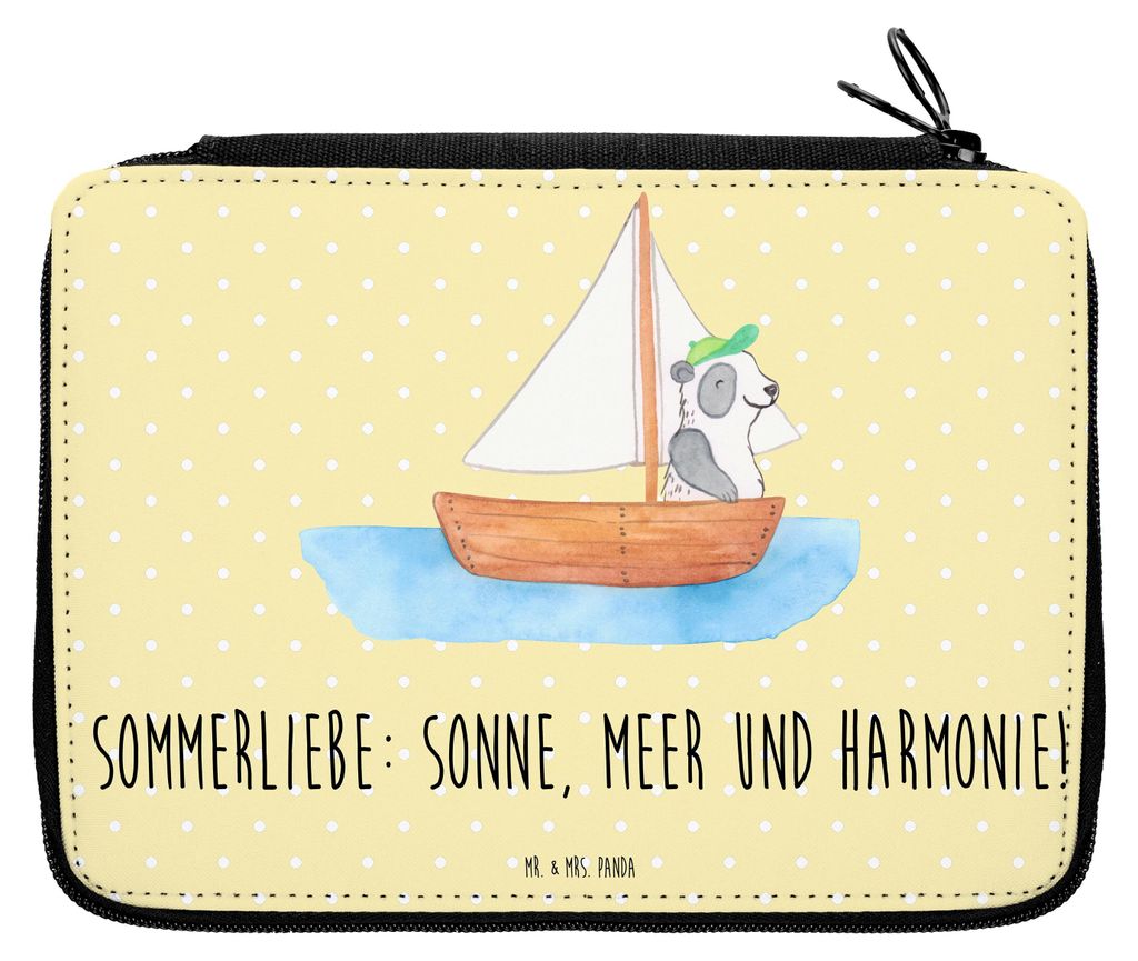 Mr. & Mrs. Panda Federmappe Sommerliebe Motiv - Gelb Pastell - Geschenk, Mäppchen, Strand, Herbst, Sommergefühle, Schreibmappe, Bleistiftetui, Su...