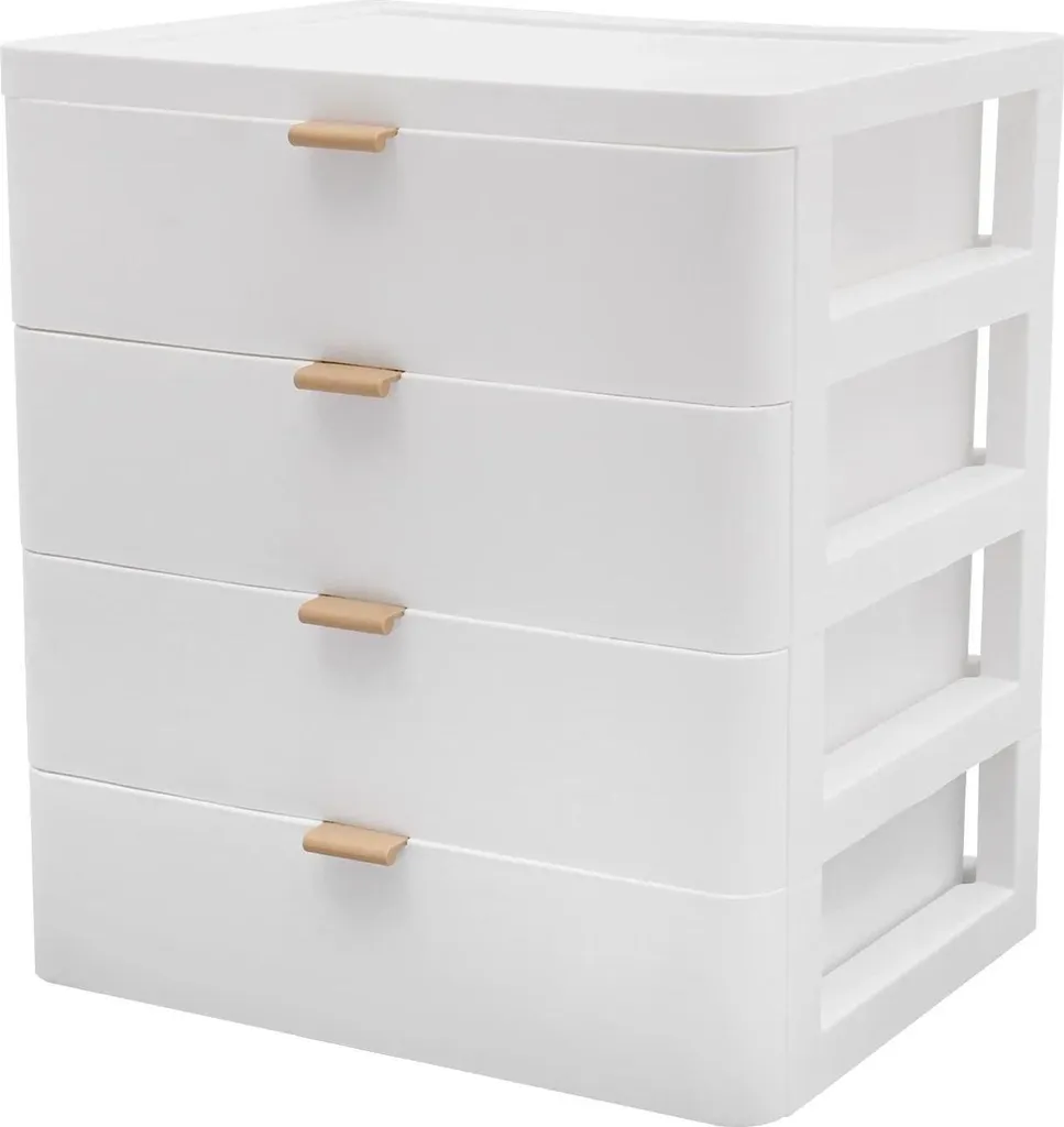 Organizer Ufficio Bianco con Cassetto - Portaoggetti 4 Scomparti Plastica