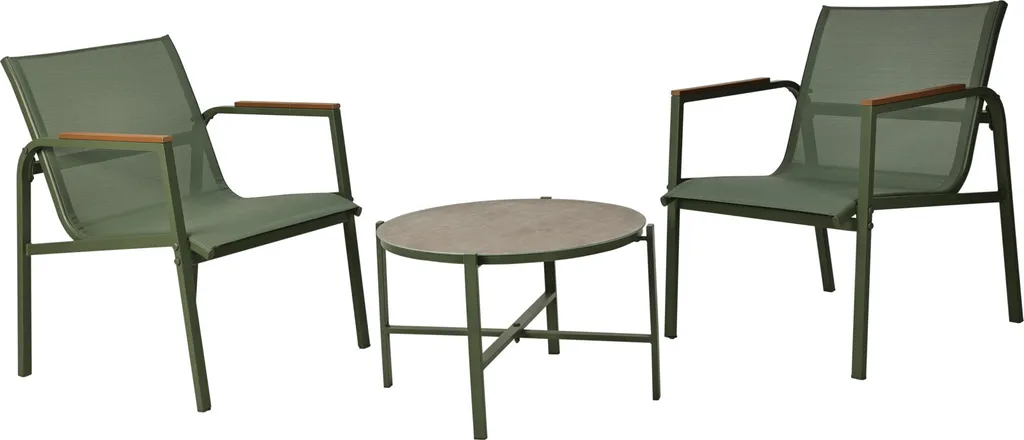 Salon de jardin pour apéritif extérieur en duo coloris vert