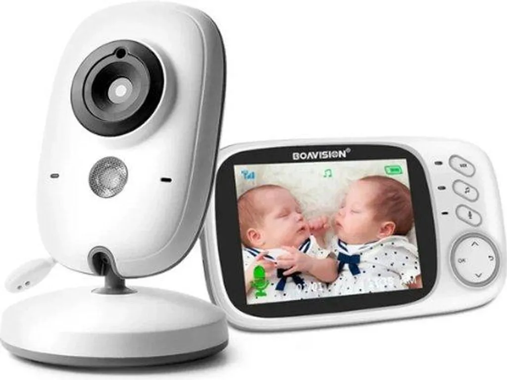 Babyphone avec caméra et interphone blanc portée 50m - Modèle Vision B1