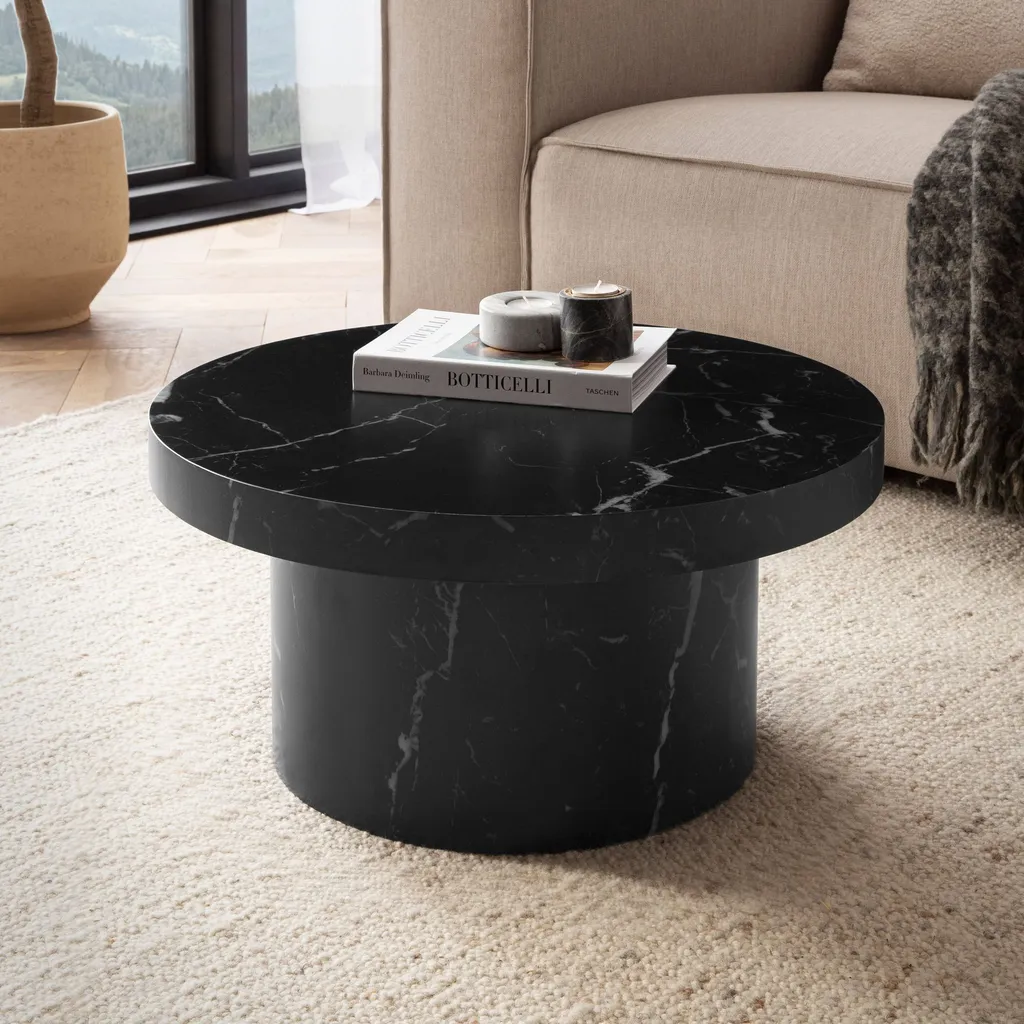 Petite Table Basse d'Appoint Noire pour Salon Moderne 60x60x30 cm Chic