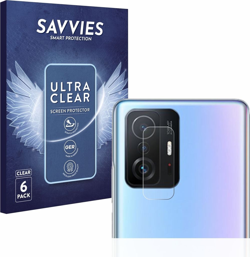 6x Für Xiaomi 11T Pro (NUR Kameraschutz) Schutzfolie Savvies Displayschutz Display Schutz Folie Klar Transparent