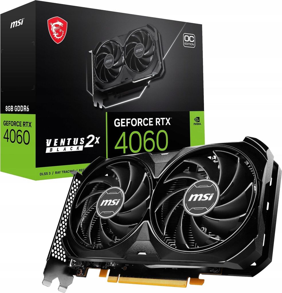 MSI VENTUS GEFORCE RTX 4060 2X BLACK 8G OC, GeForce RTX Zdjęcie produktu 