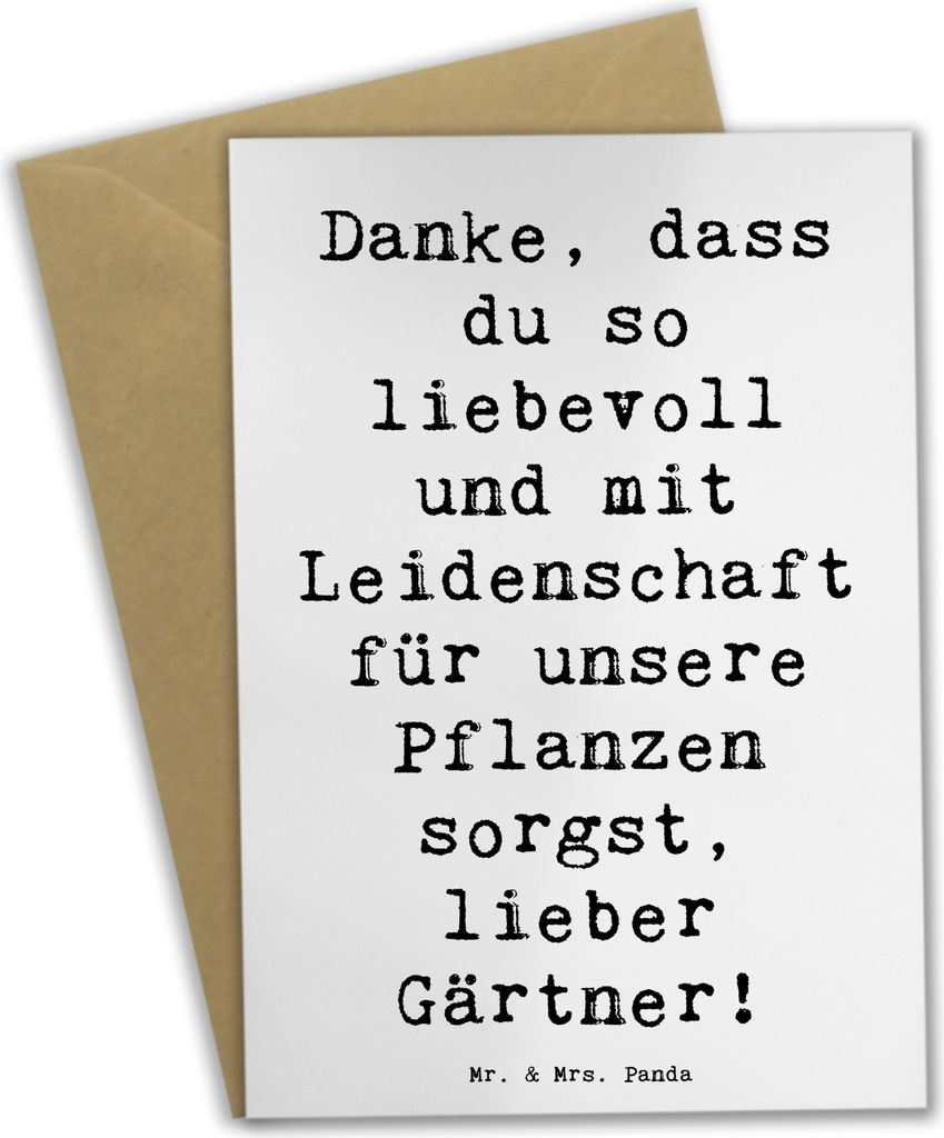 Mr. & Mrs. Panda Klappkarte Spruch Lieber Gärtner - Weiß - Geschenk, Aufmerksamkeit, Dankbarkeit, Bedanken, Wertschätzung, Glückwunschkarte, Da...