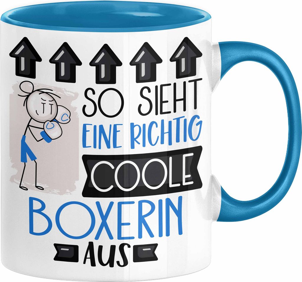 Boxerin Geschenk Tasse Lustig Geschenkidee für Boxerin Geburtstag So Sieht Eine Richtig Coole Boxerin Aus Frauen Spruch (Blau)