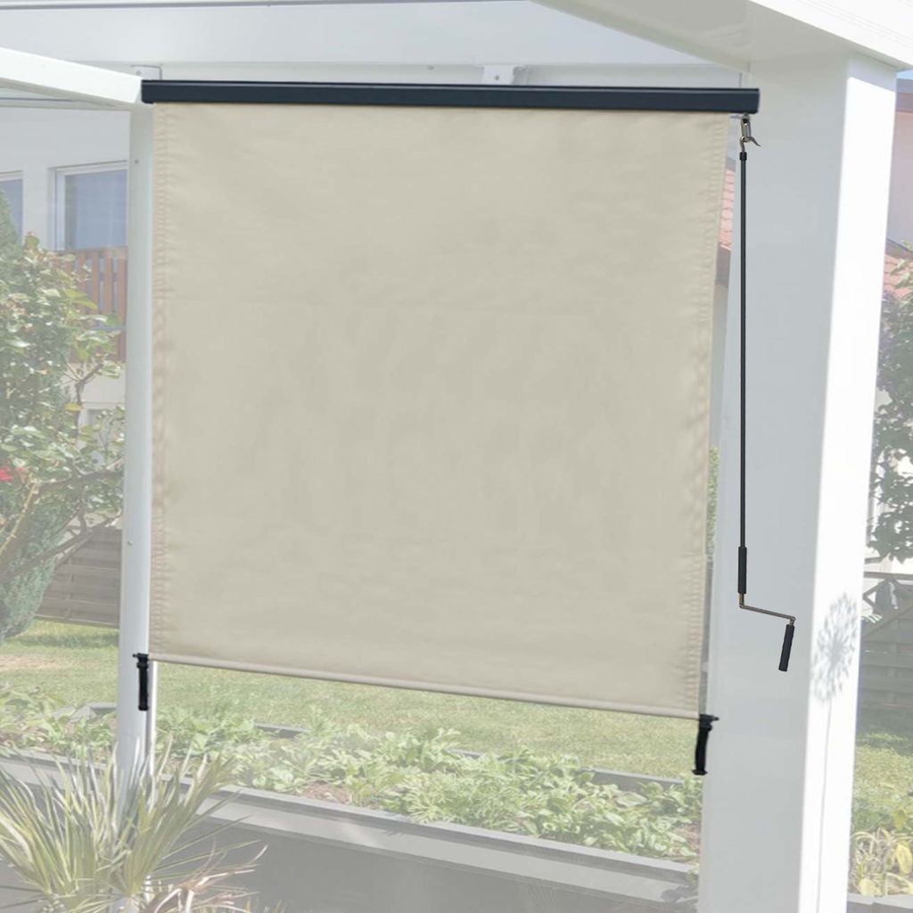 Vertikalmarkise HWC-F42, Senkrechtmarkise Sichtschutz Außenrollo Rollo, UV-Schutz 50 Stoff 250x180cm, creme-beige